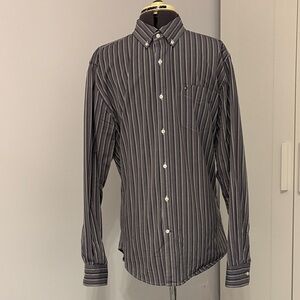 Tommy Hilfiger Blue/White Striped Casual Button-Down Shirt